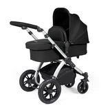 Ickle Bubba Stomp Luxe 12 Piece Travel System with i-Size Stratus Car Seat & Base - Silver/Midnight/Black