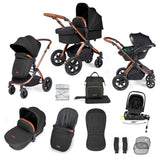 Ickle Bubba Stomp Luxe 12 Piece Travel System with i-Size Nimbus Car Seat & Spin Base - Bronze/Midnight/Tan
