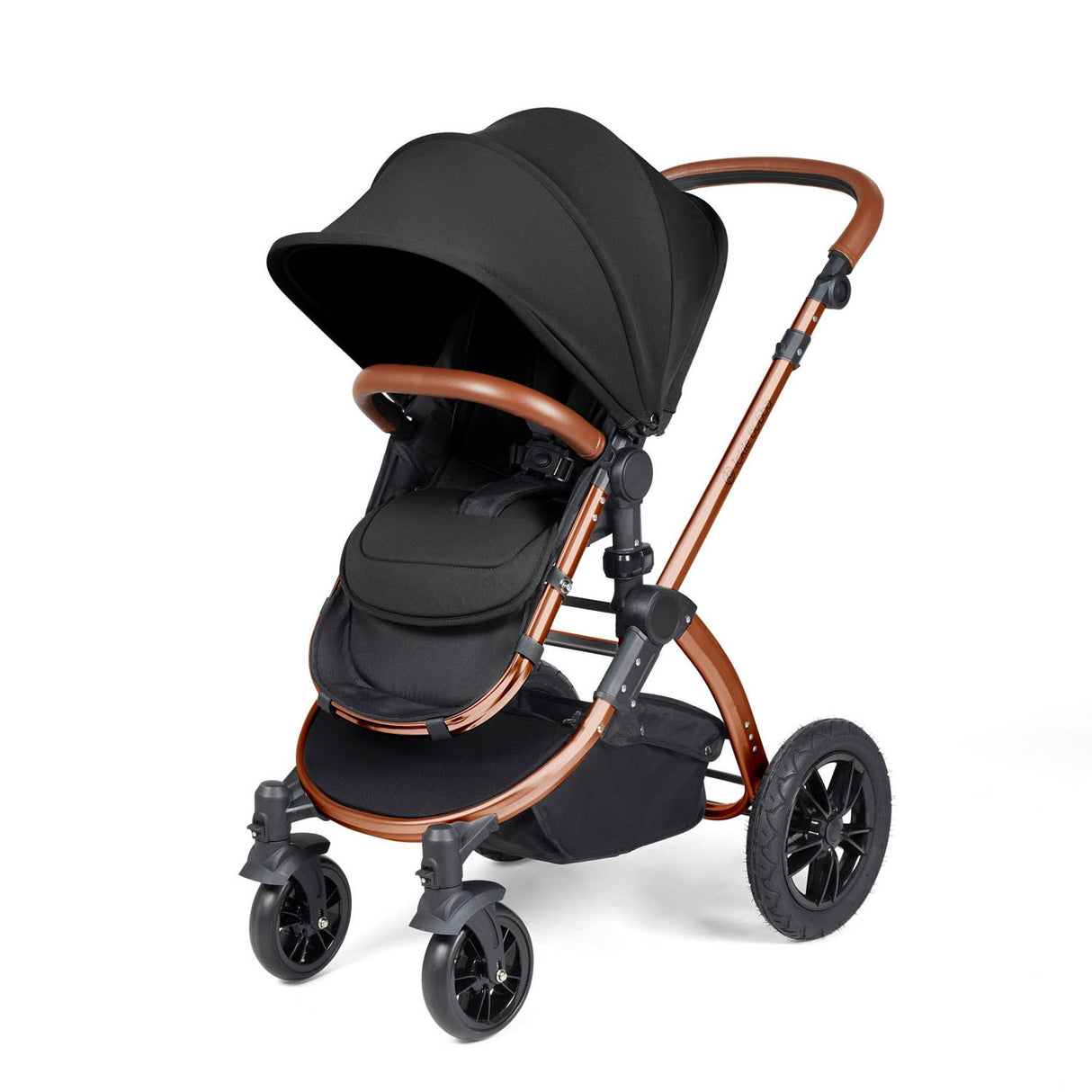 Ickle Bubba Stomp Luxe 12 Piece Travel System with i-Size Nimbus Car Seat & Spin Base - Bronze/Midnight/Tan