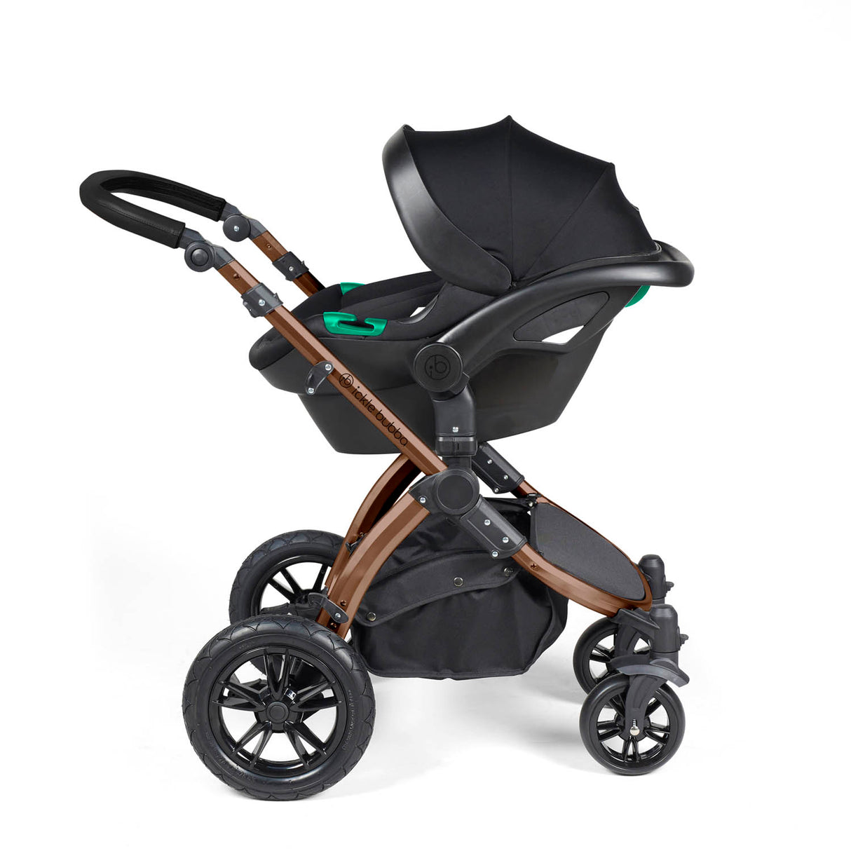 Ickle Bubba Stomp Luxe 12 Piece Travel System with i-Size Nimbus Car Seat & Spin Base - Bronze/Midnight/Black