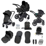 Ickle Bubba Stomp Luxe 12 Piece Travel System with i-Size Nimbus Car Seat & Spin Base - Black/Midnight/Black