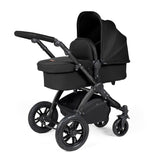 Ickle Bubba Stomp Luxe 12 Piece Travel System with i-Size Nimbus Car Seat & Spin Base - Black/Midnight/Black