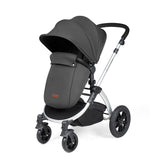 Ickle Bubba Stomp Luxe 12 Piece Travel System with i-Size Nimbus Car Seat & Spin Base - Silver/Charcoal Grey/Black