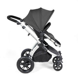 Ickle Bubba Stomp Luxe 12 Piece Travel System with i-Size Nimbus Car Seat & Spin Base - Silver/Charcoal Grey/Black