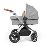 Ickle Bubba Stomp Luxe 12 Piece Travel System with i-Size Nimbus Car Seat & Spin Base - Silver/Pearl Grey/Tan