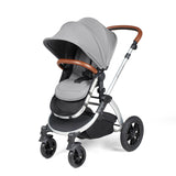 Ickle Bubba Stomp Luxe 12 Piece Travel System with i-Size Nimbus Car Seat & Spin Base - Silver/Pearl Grey/Tan