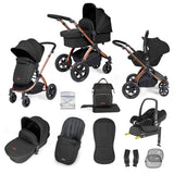 Ickle Bubba Stomp Luxe 12 Piece Travel System with Maxi-Cosi Cabriofix i-Size & Base - Bronze/Midnight/Black