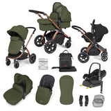 Ickle Bubba Stomp Luxe 12 Piece Travel System with Maxi-Cosi Cabriofix i-Size & Base - Bronze/Woodland/Black