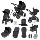 Ickle Bubba Stomp Luxe 12 Piece Travel System with Maxi-Cosi Cabriofix i-Size & Base - Black/Midnight/Black