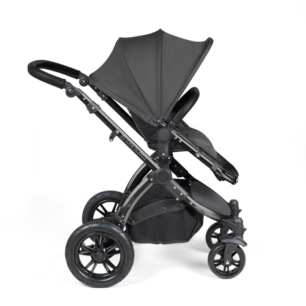 Ickle Bubba Stomp Luxe 12 Piece Travel System with Maxi-Cosi Cabriofix i-Size & Base - Black/Charcoal Grey/Black