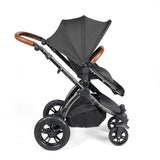 Ickle Bubba Stomp Luxe 12 Piece Travel System with Maxi-Cosi Cabriofix i-Size & Base - Black/Charcoal Grey/Tan