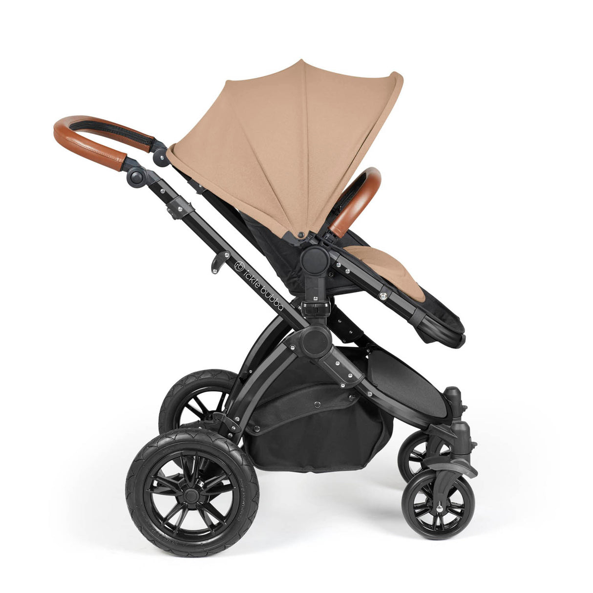 Ickle Bubba Stomp Luxe 12 Piece Travel System with Maxi-Cosi Cabriofix i-Size & Base - Black/Desert/Tan