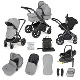 Ickle Bubba Stomp Luxe 12 Piece Travel System with Maxi-Cosi Cabriofix i-Size & Base - Black/Pearl Grey/Black