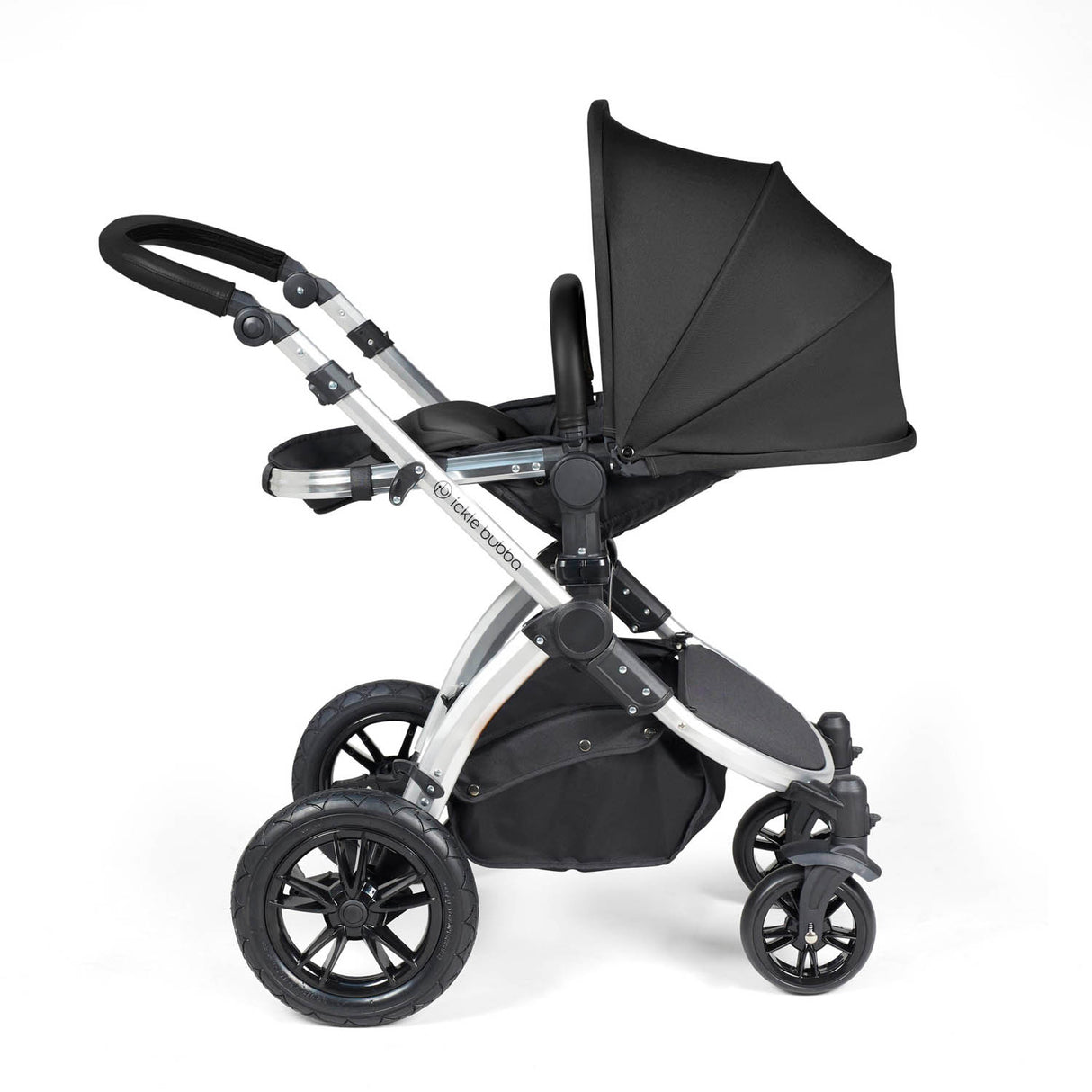 Ickle Bubba Stomp Luxe 12 Piece Travel System with Maxi-Cosi Cabriofix i-Size & Base - Silver/Midnight/Black