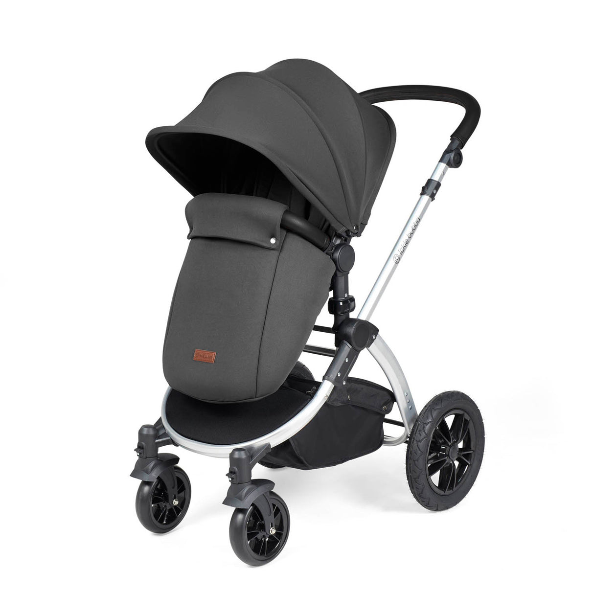 Ickle Bubba Stomp Luxe 12 Piece Travel System with Maxi-Cosi Cabriofix i-Size & Base - Silver/Charcoal Grey/Black
