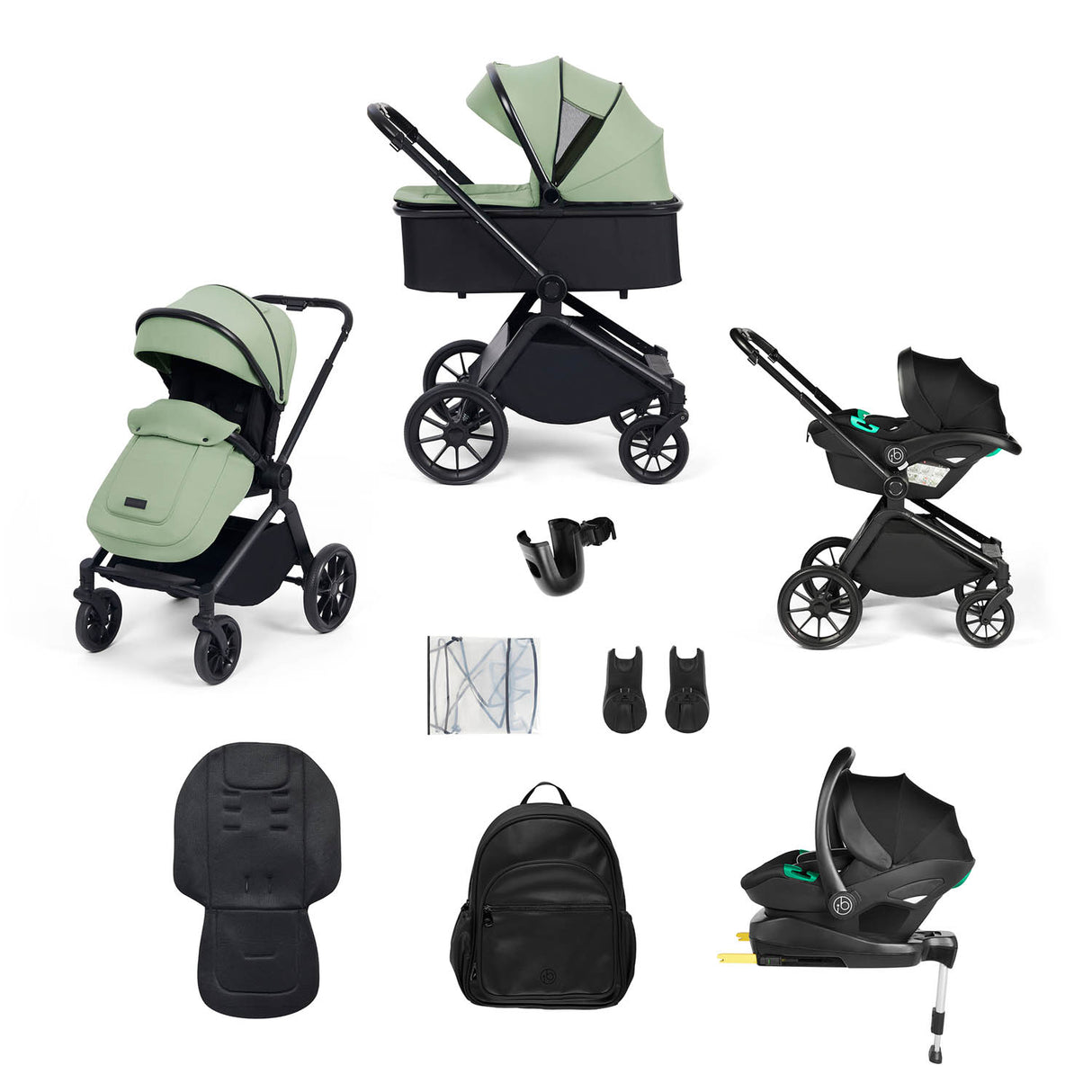 Ickle Bubba Altima All-in-One Stratus i-Size Travel System & Base - Sage Green