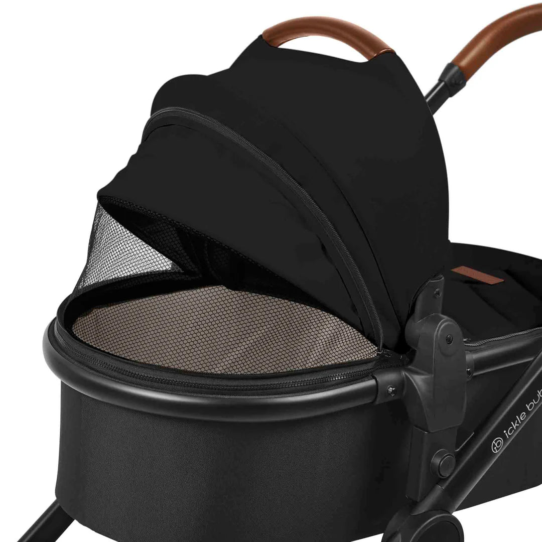 Ickle Bubba Virgo Growing Family 14 Piece Travel System with Cirrus i-Size Car Seat & Base - Black