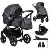 Noordi Fjordi V1 Leather 3-in-1 Travel System – Eco-Leather Pram with ThermoCot™ & i-Size Car Seat