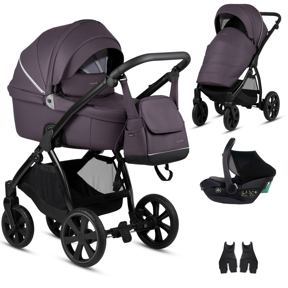 Noordi Fjordi V1 Leather 3-in-1 Travel System – Eco-Leather Pram with ThermoCot™ & i-Size Car Seat
