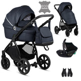 Noordi Fjordi V1 Leather 3-in-1 Travel System – Eco-Leather Pram with ThermoCot™ & i-Size Car Seat