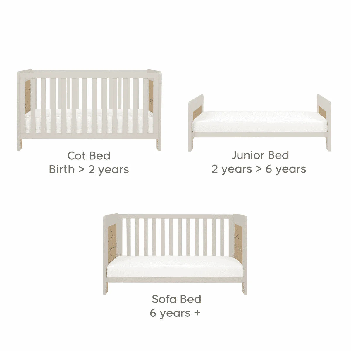 Tutti Bambini Essentials Alba Mini Cot Bed - White Sand/Distressed Oak