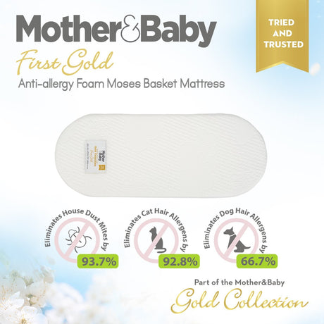 Mother&Baby First Gold Anti-Allergy Foam Moses Basket Small 66 x 28cm