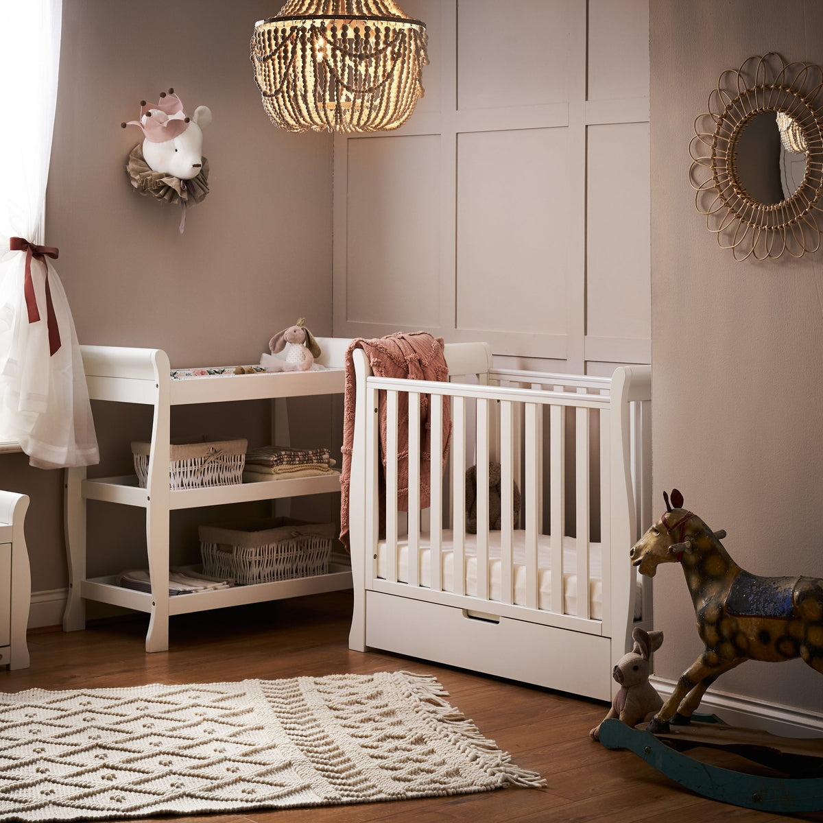 Obaby Stamford Space Saver Sleigh 2 Piece Room Set - White