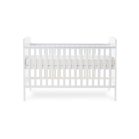 Obaby Grace Cot Bed, Cot Top Changer + Fibre Mattress - White