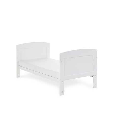 Obaby Grace Cot Bed, Cot Top Changer + Fibre Mattress - White