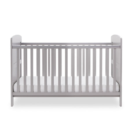 Obaby Grace Cot Bed, Cot Top Changer + Fibre Mattress - Warm Grey