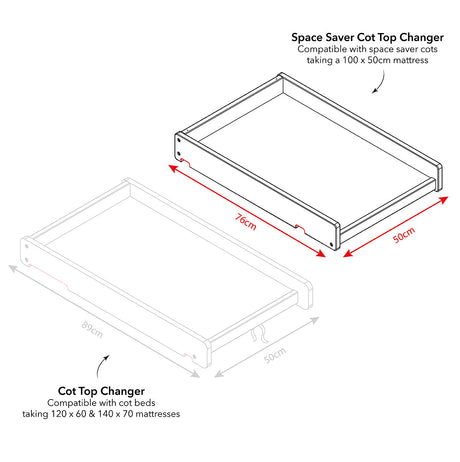 Obaby Space Saver Cot Top Changer - White