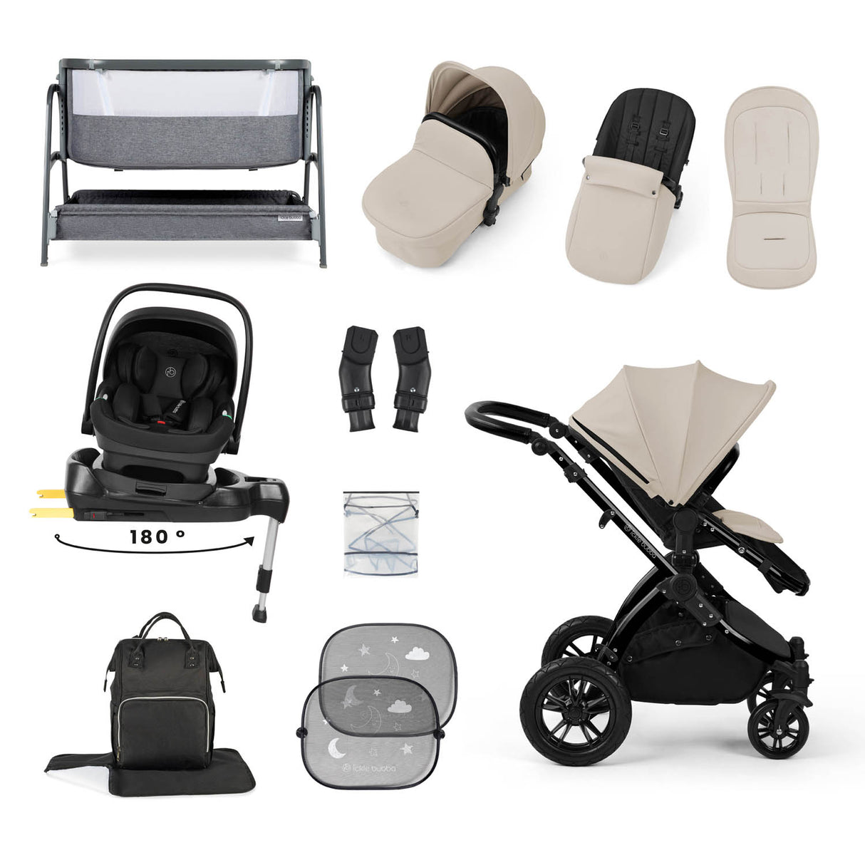 Ickle Bubba Stomp Luxe 14 Piece Nimbus 180° Spin Travel & Home Bundle - Black/Stone/Black