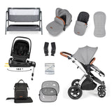 Ickle Bubba Stomp Luxe 14 Piece Nimbus 180° Spin Travel & Home Bundle - Silver/Pearl Grey/Tan