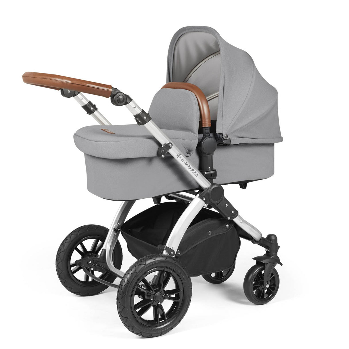 Ickle Bubba Stomp Luxe 14 Piece Nimbus 180° Spin Travel & Home Bundle - Silver/Pearl Grey/Tan