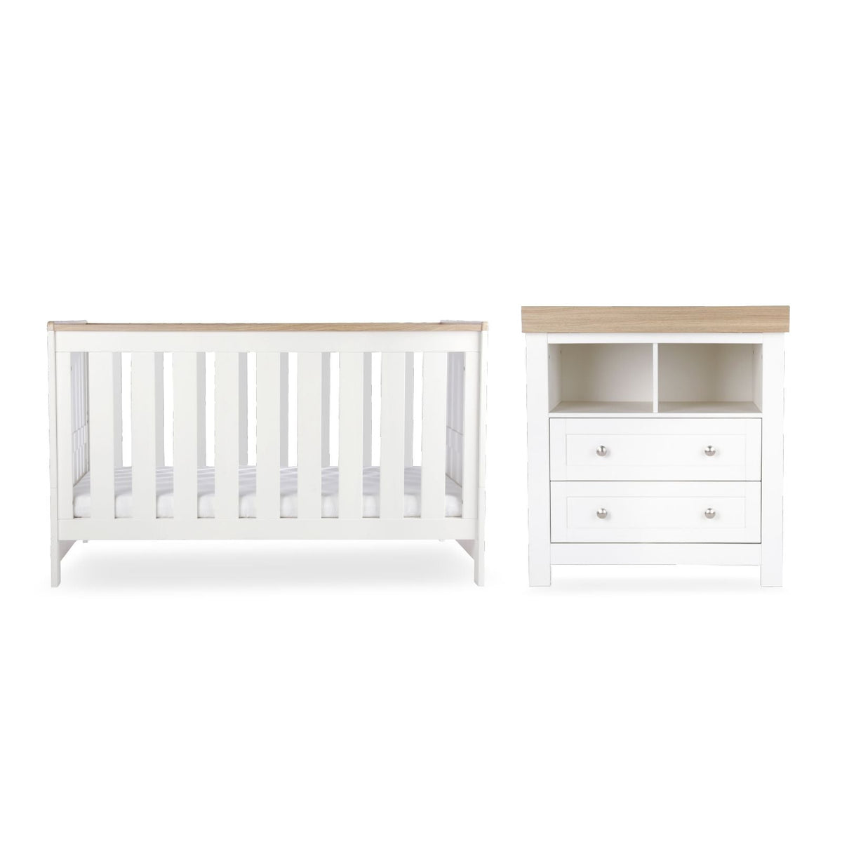 CuddleCo Burford 2 Piece Nursery Furniture Set - White & Oak