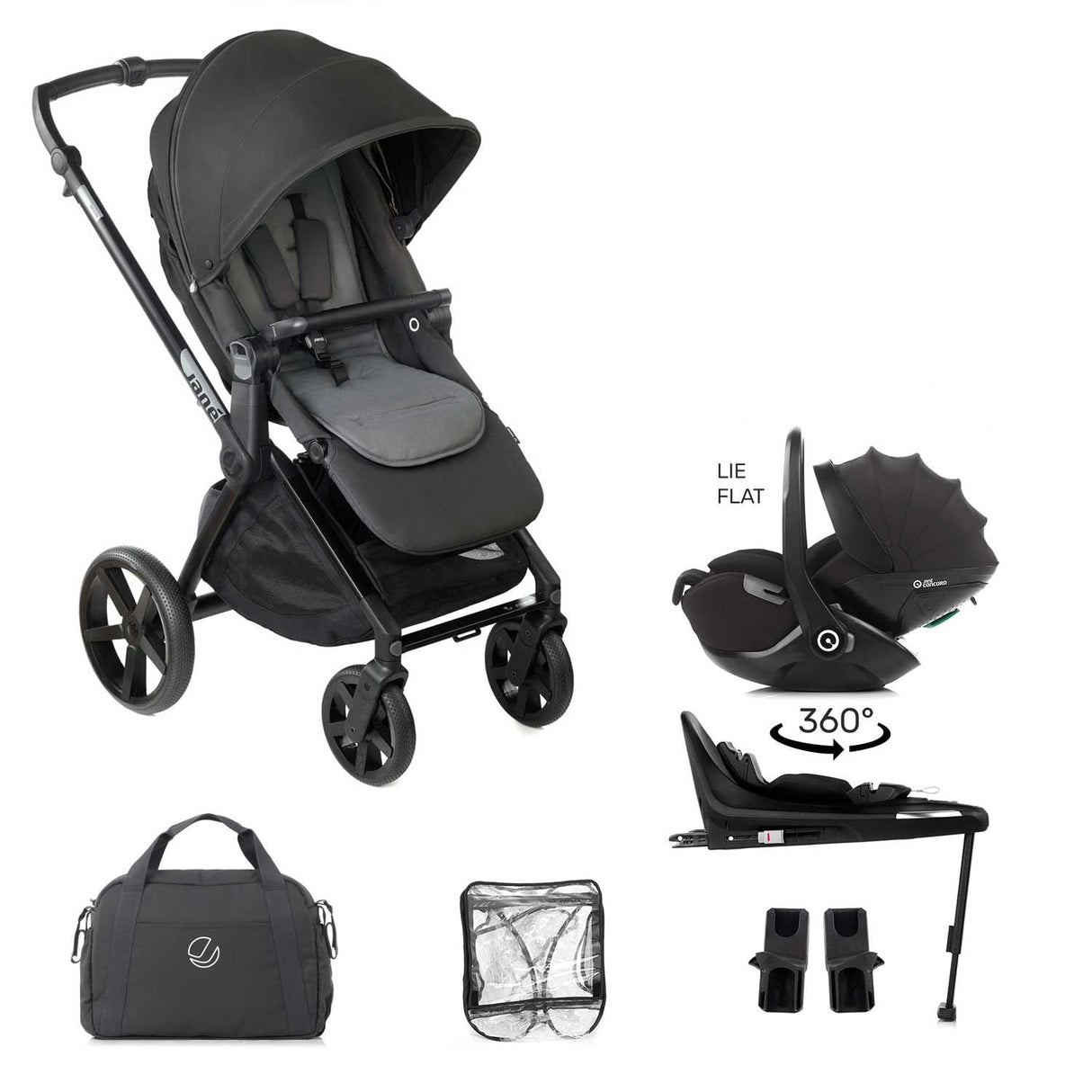 Jane Muum-4 Lie-Flat 360 Baby Car Seat Bundle