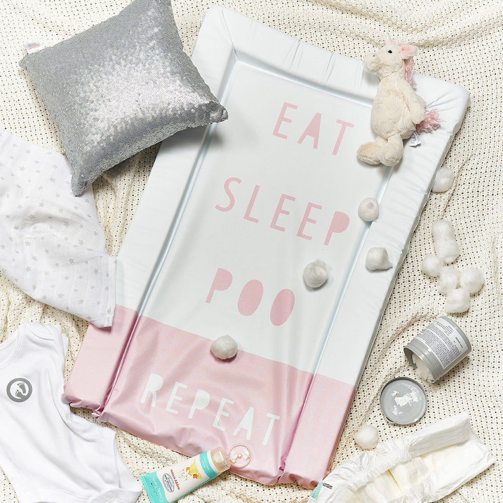 Obaby Changing Mat - Eat Sleep Repeat - Pink