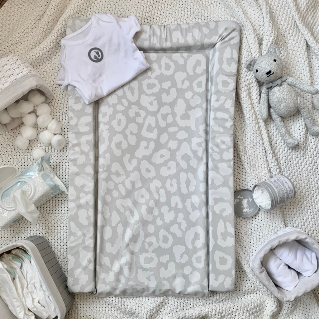Obaby Changing Mat - Leopard Print - Grey