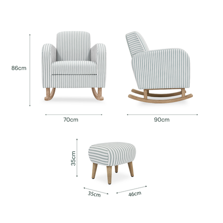 Etta Nursing Chair & Footstool - Sea Salt Stripe