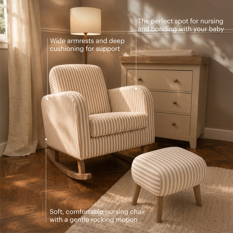 Etta Nursing Chair & Footstool - Beach Stripe