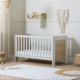 Tutti Bambini Essentials Alba Cot Bed - White Sand / Distressed Oak
