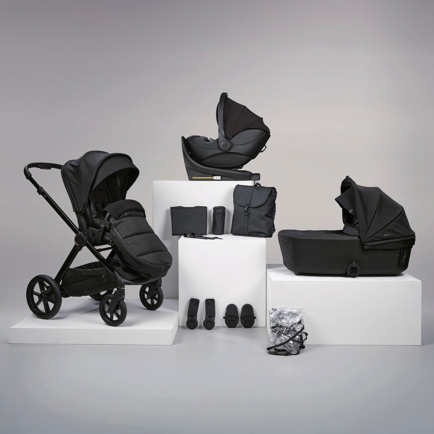 Bababing 12pc Raffi MK11 Travel System Bundle with Spin Car Seat & Base - Gloss Black 1