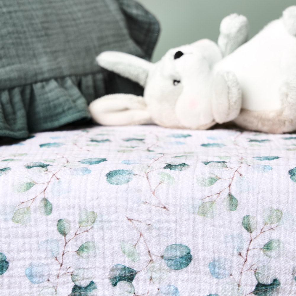 Obaby Muslin Fitted Sheet 120cm x 60cm - Eucalyptus