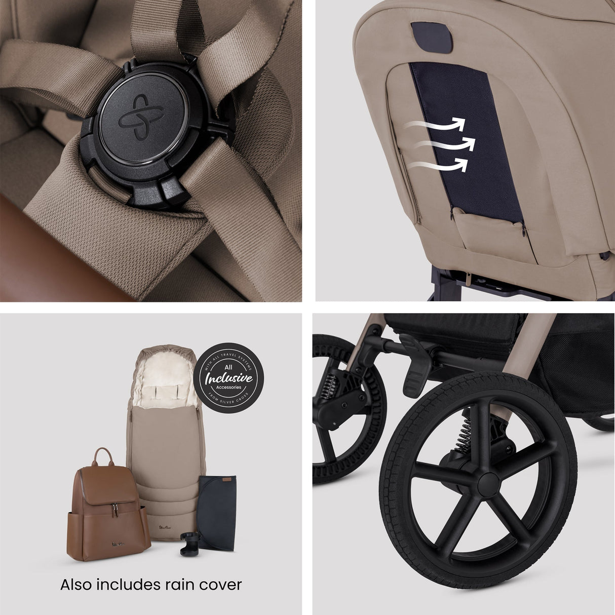 Silver Cross Breez Ultimate 360 Family Car Seat & Accessory Bundle - Champagne