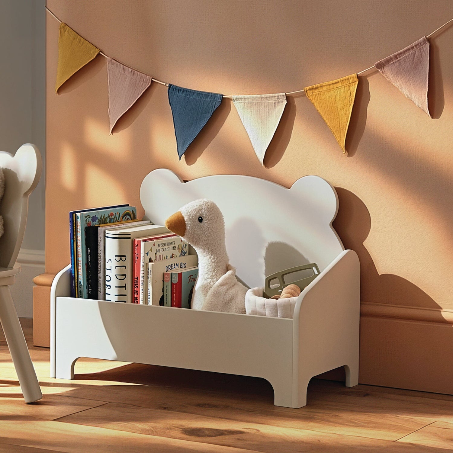 CuddleCo Play House Bear Book Storage - Pebble