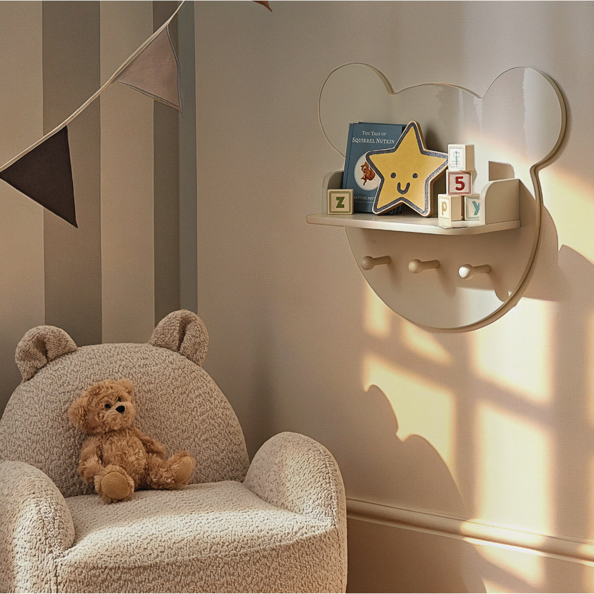 CuddleCo Play House Bear Shelf - Pebble