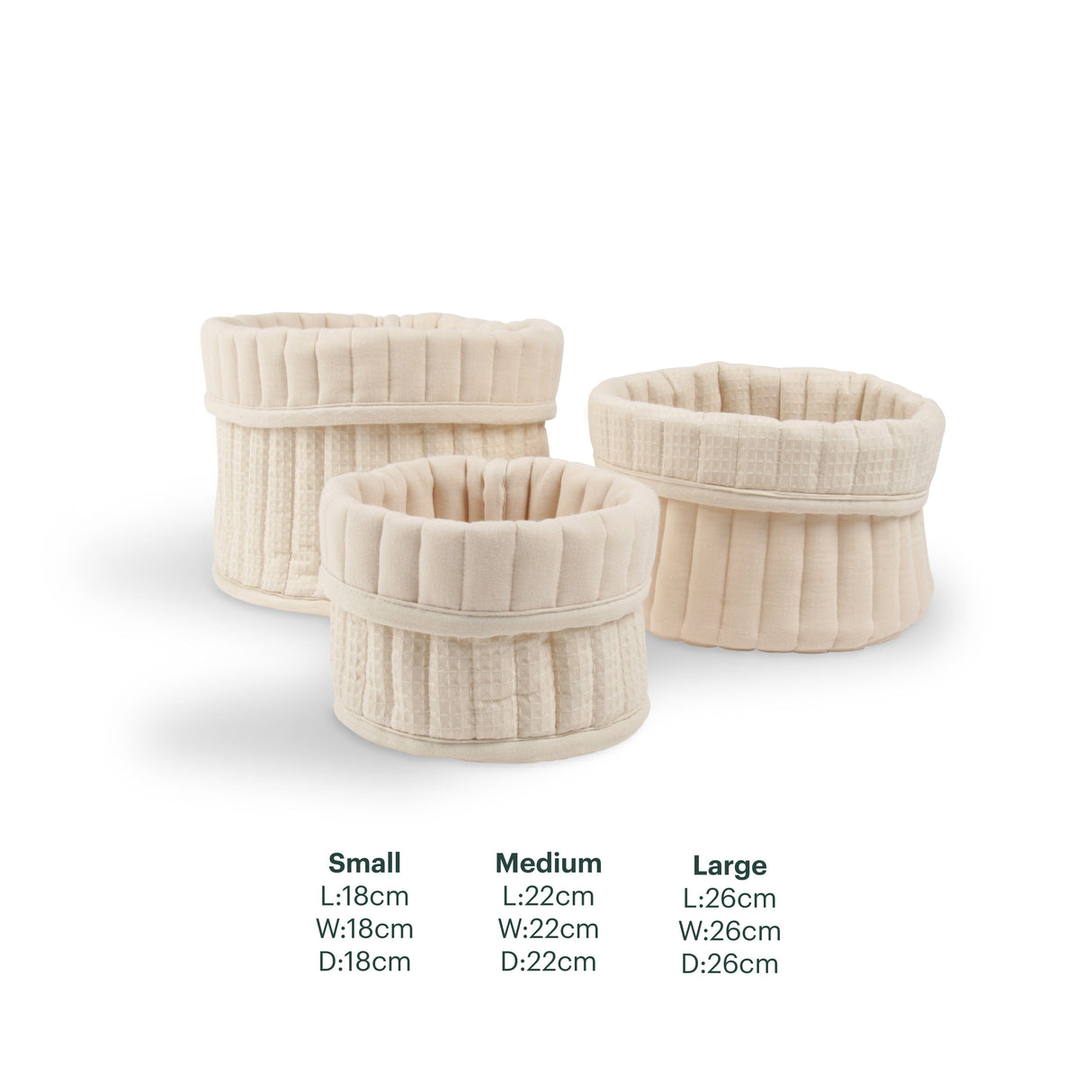 CuddleCo 3 Pack Storage Baskets  - Cashmere Waffle