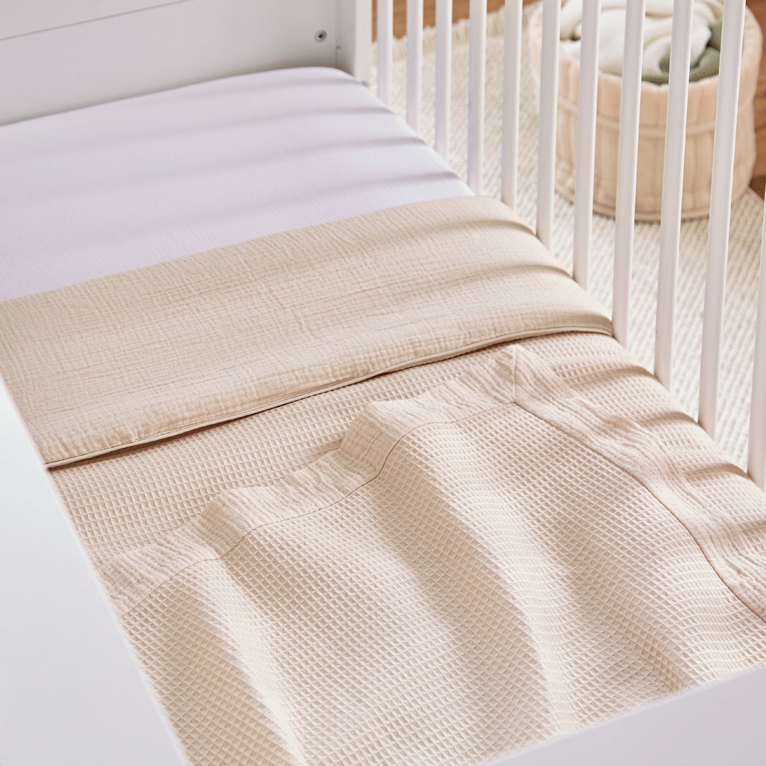 CuddleCo 4 Piece Cot Bed Bedding Set  - Cashmere Waffle