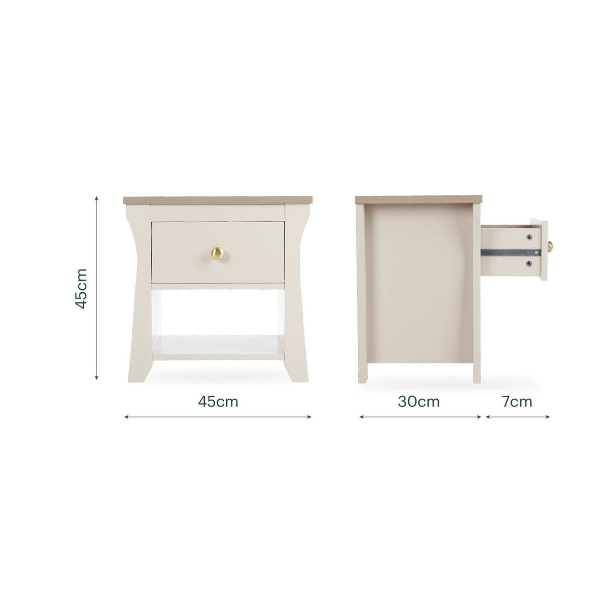 CuddleCo Clara Bedside Table - Cashmere and Ash