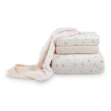 CuddleCo 4 Piece Cot Bed Bedding Set - Ditsy Cherry